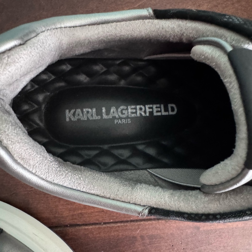 Karl Lagerfeld men’s black and silver slip on sneakers - Picture 2 of 5